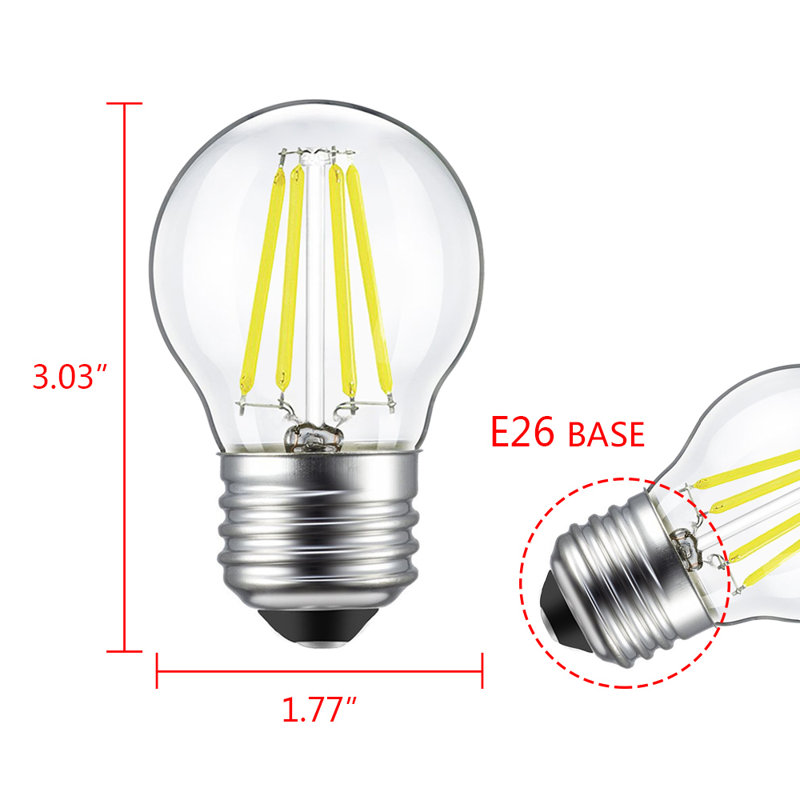 Ampoule à filament E26 Eison, G45 4W