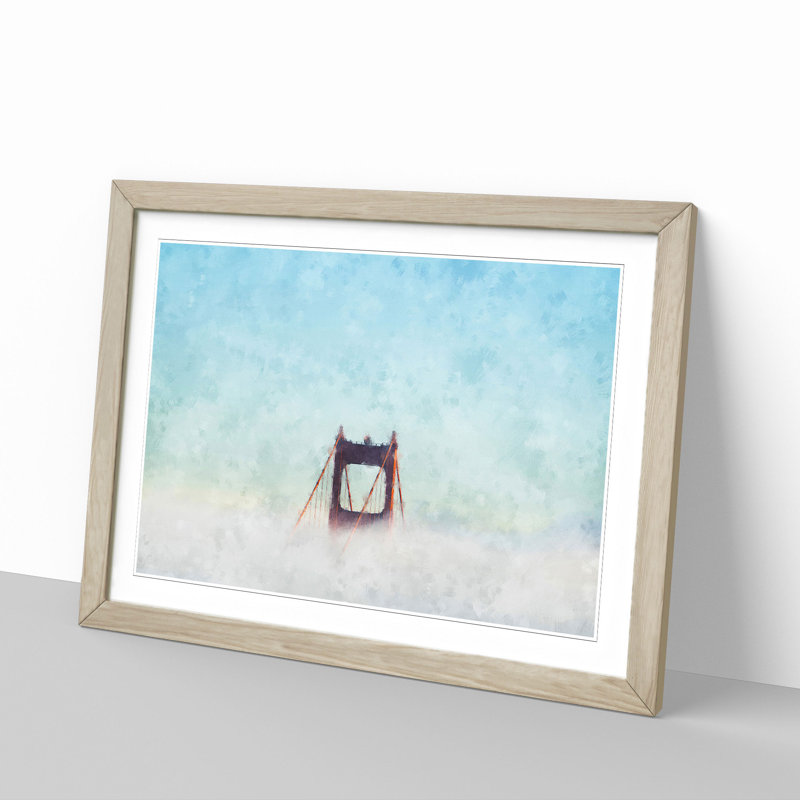 Golden Gate Bridge Tip - Picture Frame Graphic Art Print, Oak Framed, 45cm H x 63cm W x 2cm D