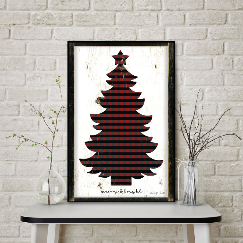 Arbre de Noël écossais joyeux et lumineux-reproduction sur toile tendue, H 20 po x l 16 po x P 1,5 po