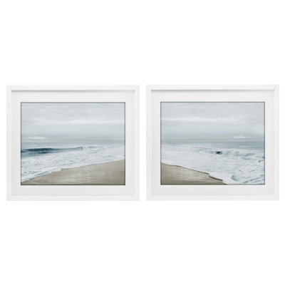 Morning Bliss Coastline 2pc Framed Print Under Glass Set, design by Natalie Carpentieri