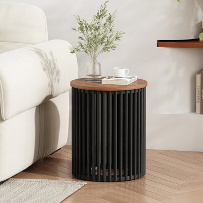 Table d'appoint en bois massif ACACIA, couleur naturelle et noire