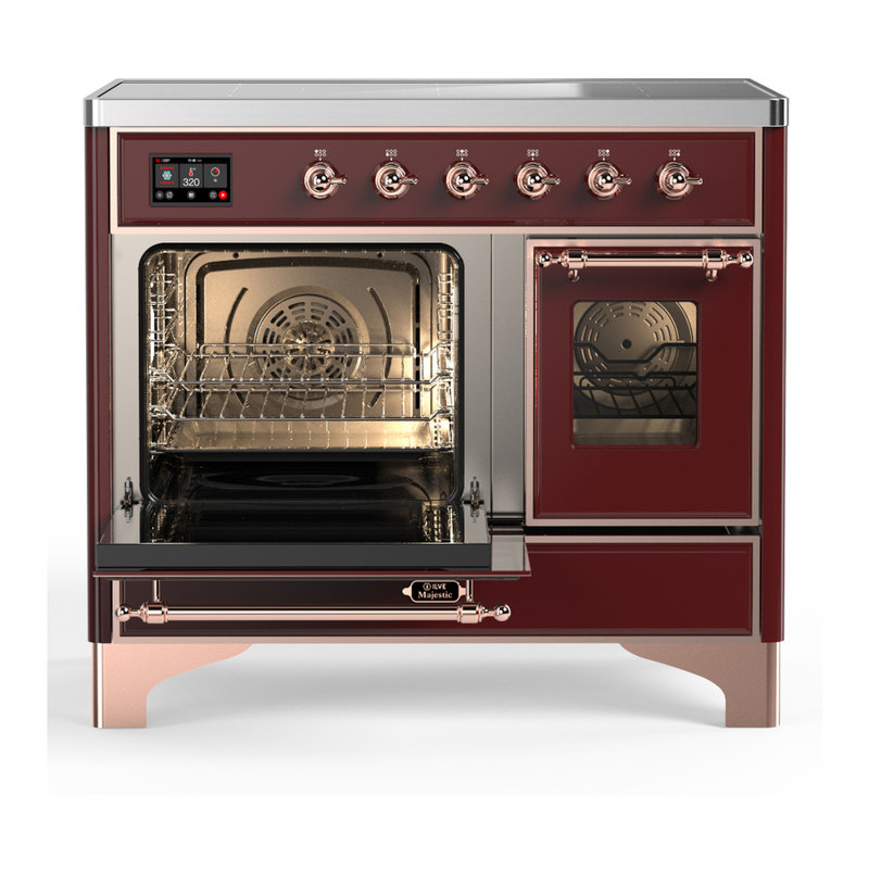Majestic III Series 40 Inch Induction Range with 6 Induction Elements in Burgundy (Copper Trim), Copper, Burgundy