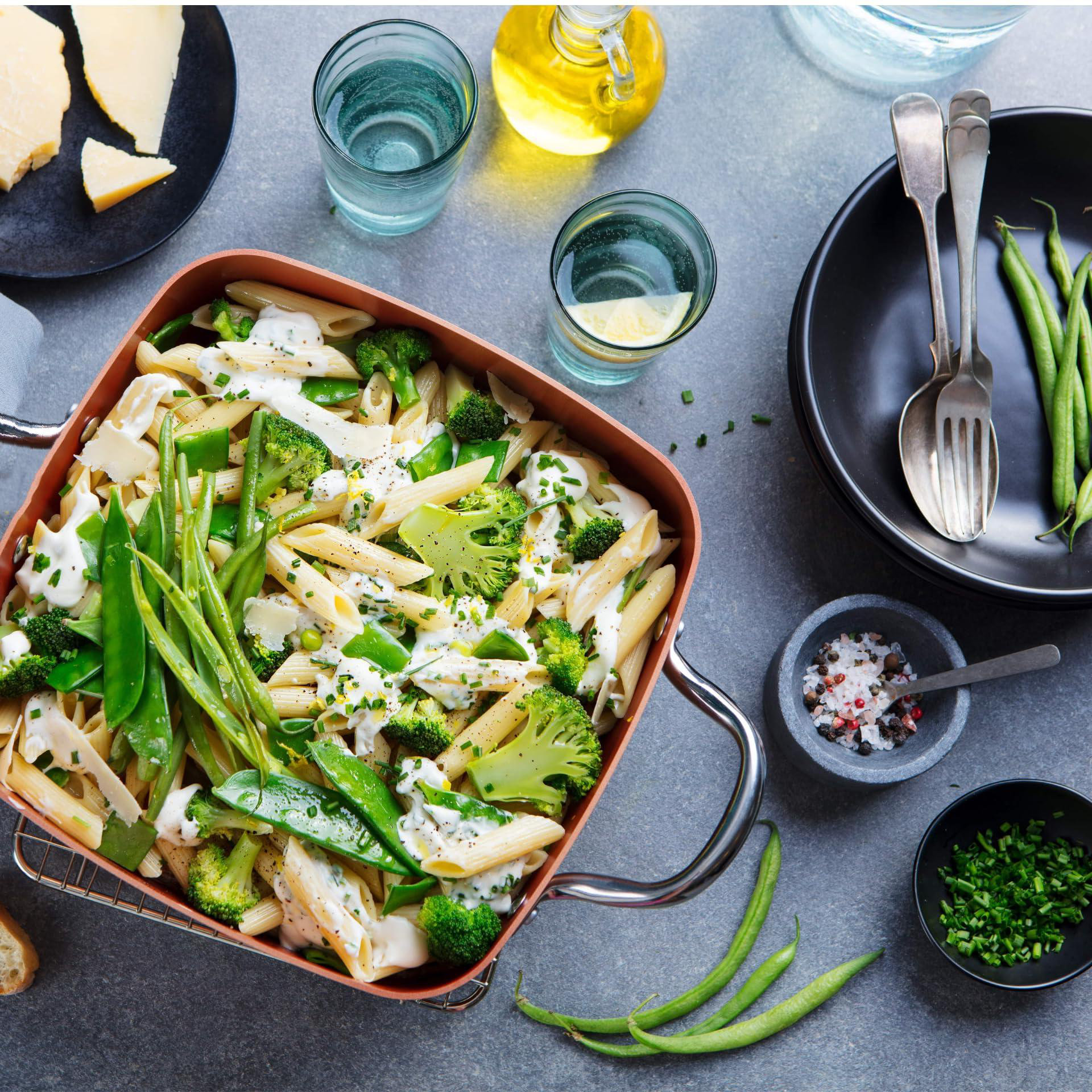 COEN 5Piece Chef Cookware Set NonStick Pan, Deep Square Pan, Fry