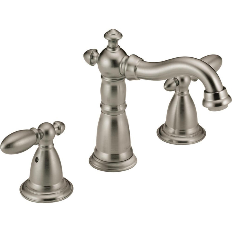 Robinet pour salle de bain à 3 trous et 2 poignées avec drain Victorian, Acier inoxydable Brilliance