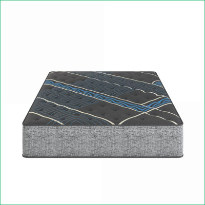 Matelas, matelas ferme hybride avec ressorts ensachés de 14 po Restonic Comfort Care | Mousse | Gris clair + bleu ciel