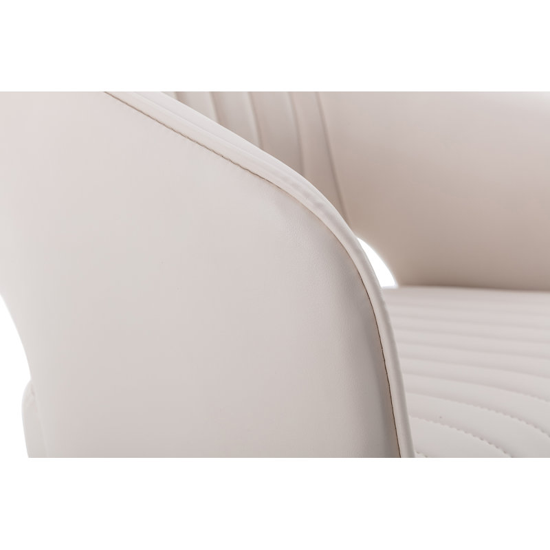 Raiha 18.9'' H Faux Leather Upholstered Metal Side Chair, Cream