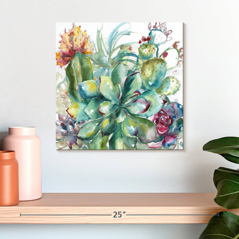 Aquarelle Harnek Succulent Garden I, H 16 po x l 16 po