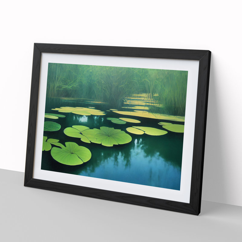 Pleasing Pond - Single Picture Frame Print, Black Framed, 46cm H x 64cm W x 2cm D