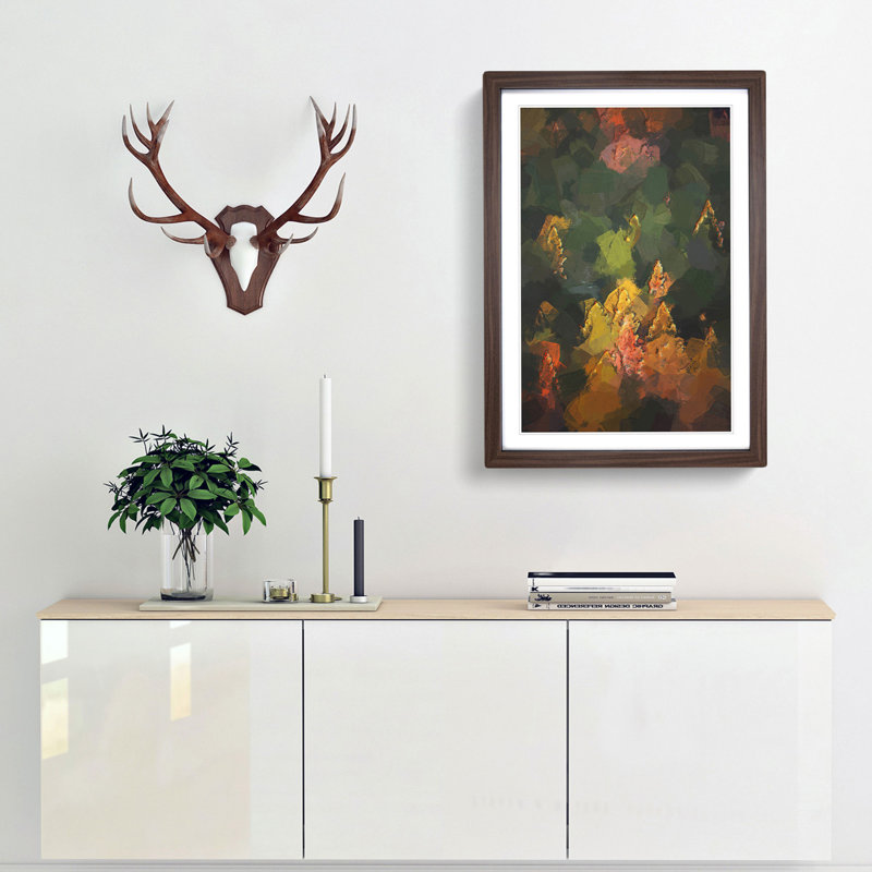 Pointed Trees in Abstract - Framed Print, Walnut, 91cm H x 60cm W x 2cm D