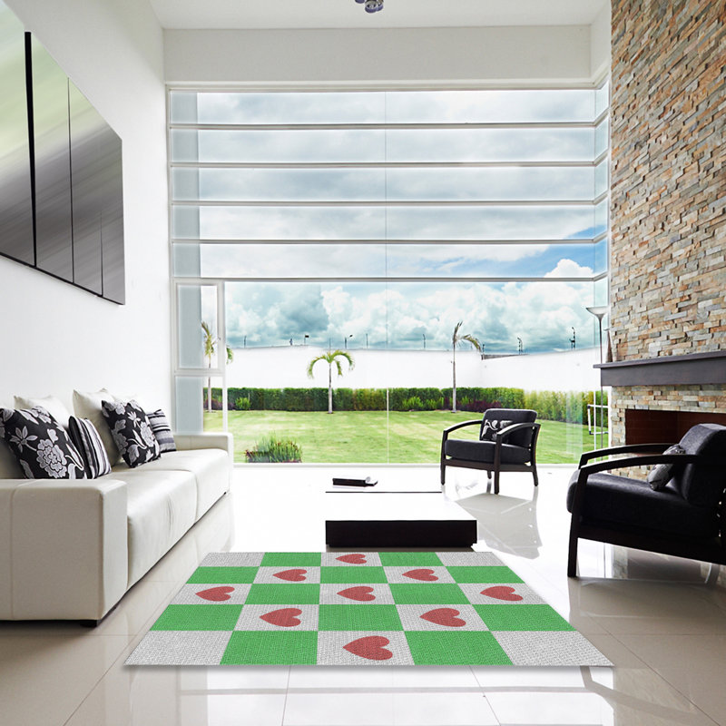 Tapis vert / rouge Antonnia, Carré 8 pi