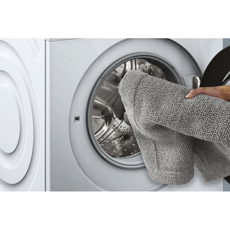 Merkel 100% Cotton Tufted Premium 3 Piece Bathroom Rug Set Machine Washable Extra Soft & Absorbent Reversible Bath Rug, Gray