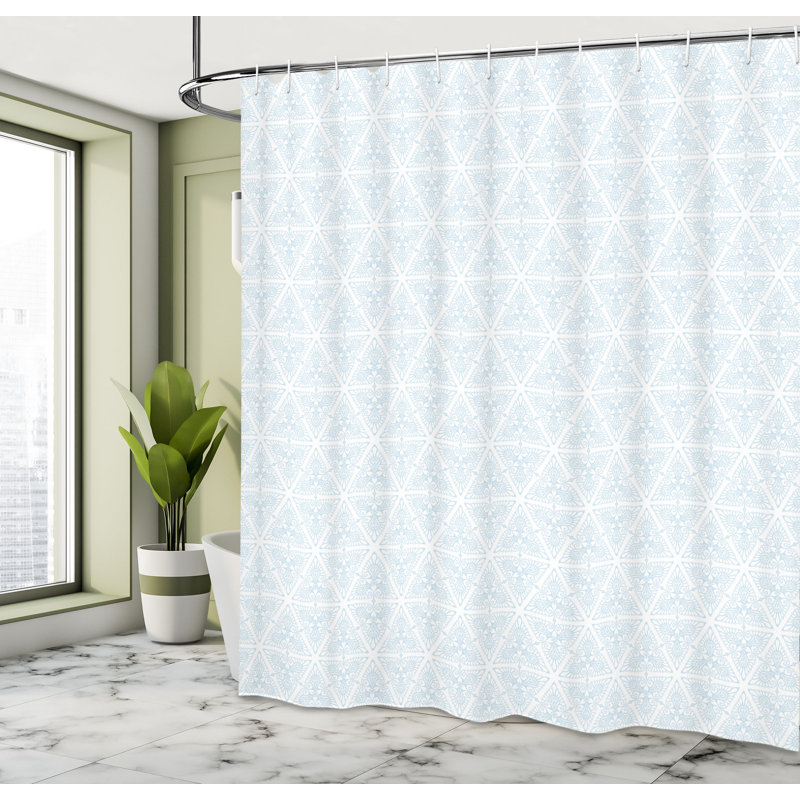 Ensemble de rideau de douche + crochets, H 69 po x l 84 po, Bleu pâle