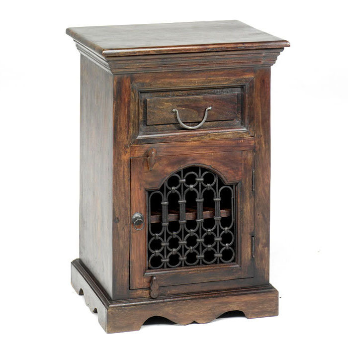 Jali Indian 50cm W Solid Wood Bedside Table