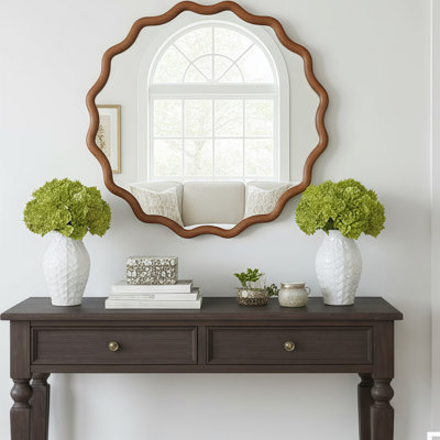Wavy Mirror, 30-inch Bohemian Wall Mirror with Irregular Frame for Bathroom & Living Room