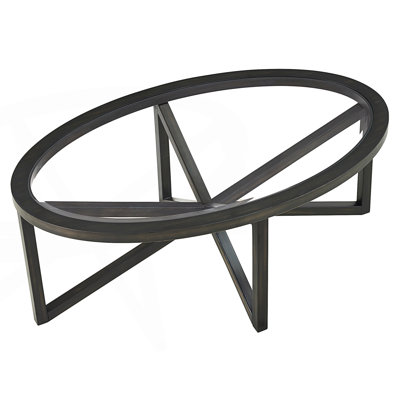 Table basse moderne ovale, plateau basse en verre trempé, table centrale
