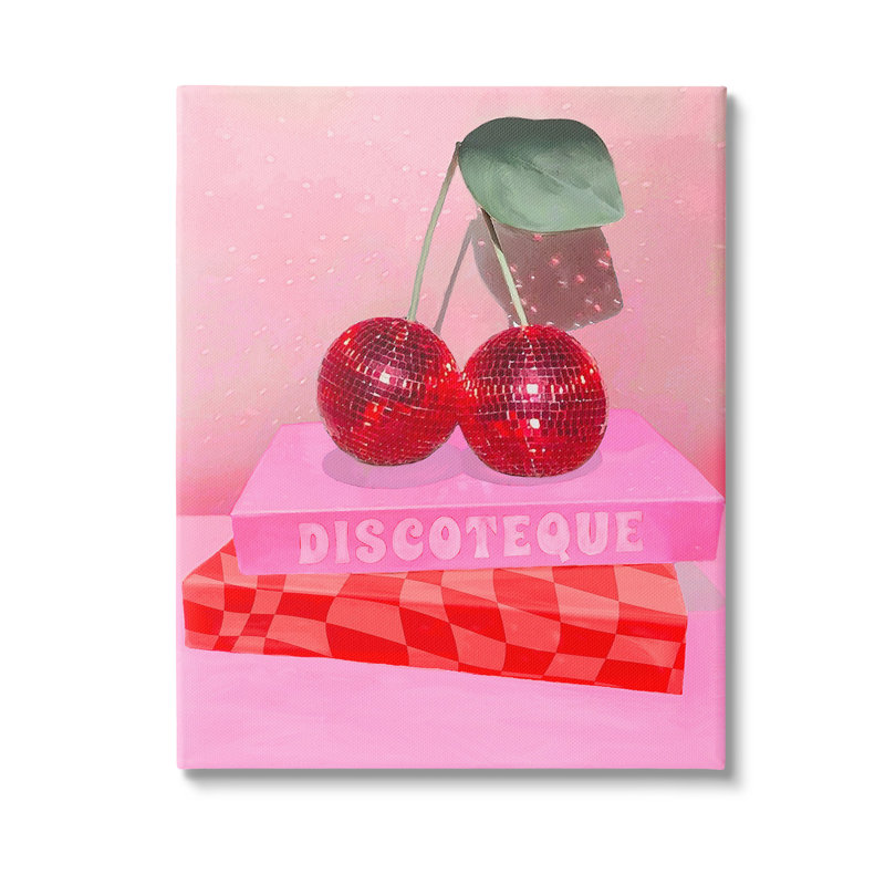 Cherries on Book Stack Wall Plaque Art by Lil' Rue, Wrapped Canvas, 30" H x 24" W x 1.5" D