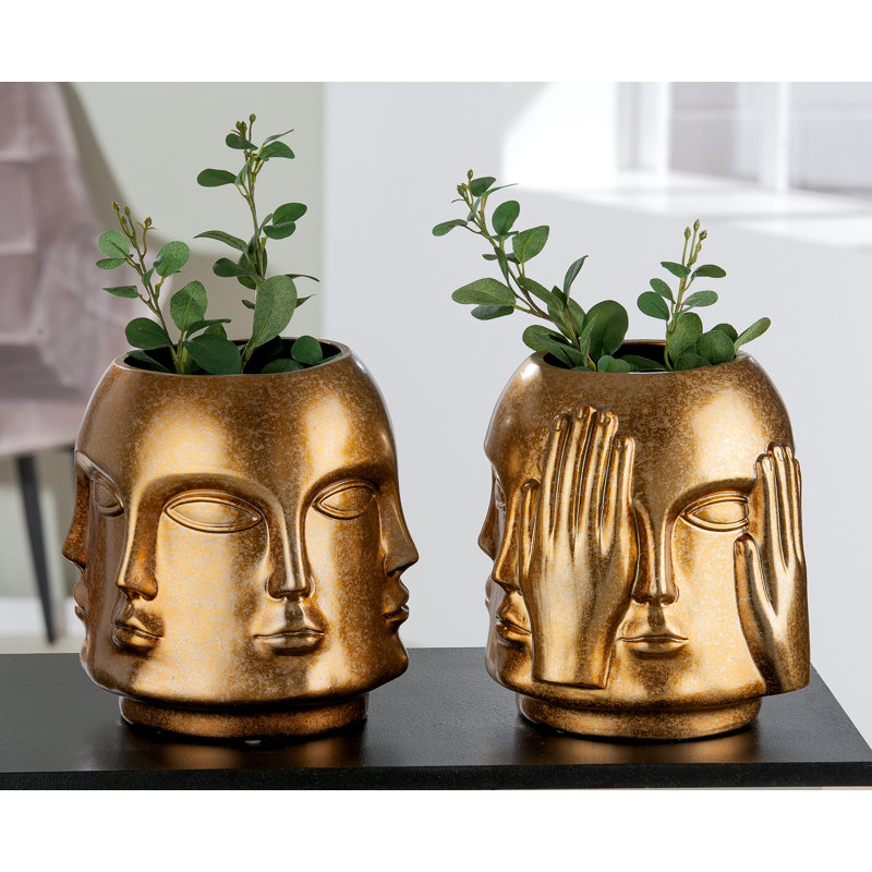 Abuzer Ceramic Table Vase, Gold