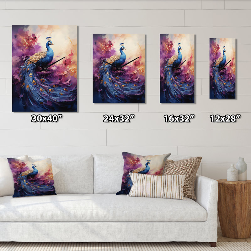 Horloge murale Golden Fushia Peacock Surge, Grand