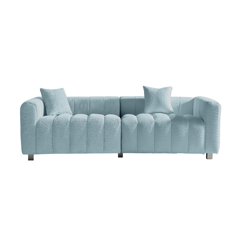 87.4'' Premium Velvet Sofa 3-Seater Loveseat, Blue Velvet