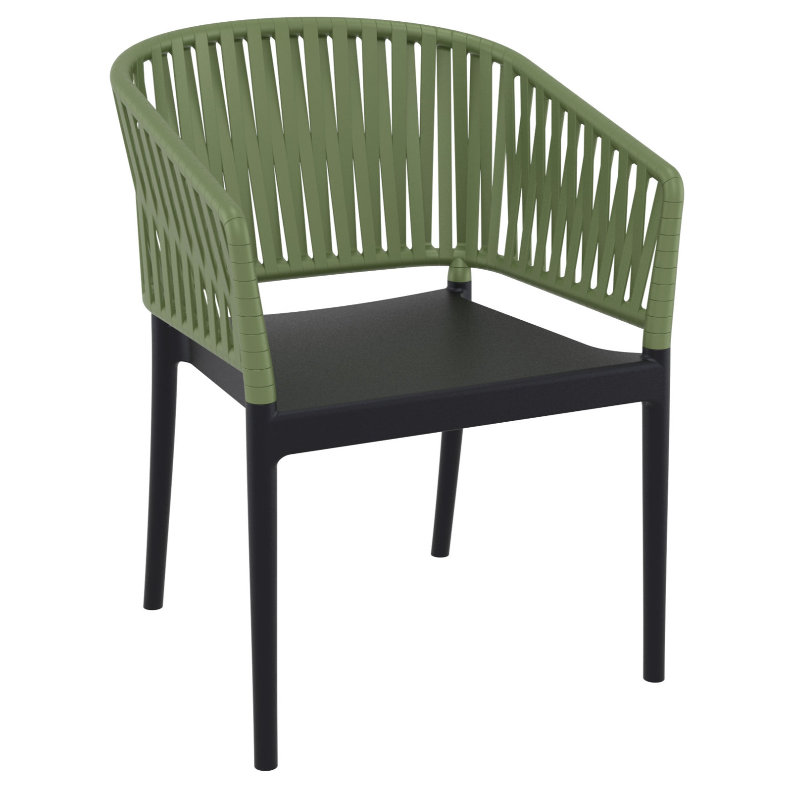 Newport Outdoor Stacking Dining Armchair, Olive Green/Black