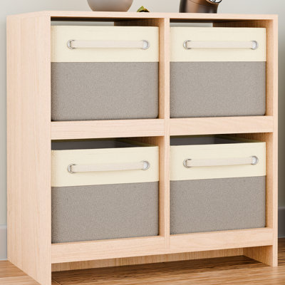 4 Pack Fabric Closet Storage Bins for Shelves, Linen Closet Organizers and Drawer Storage, Decorative Baskets for Organizing, Shelf, Clothes, Home, Office (15''x11''x9.5'')