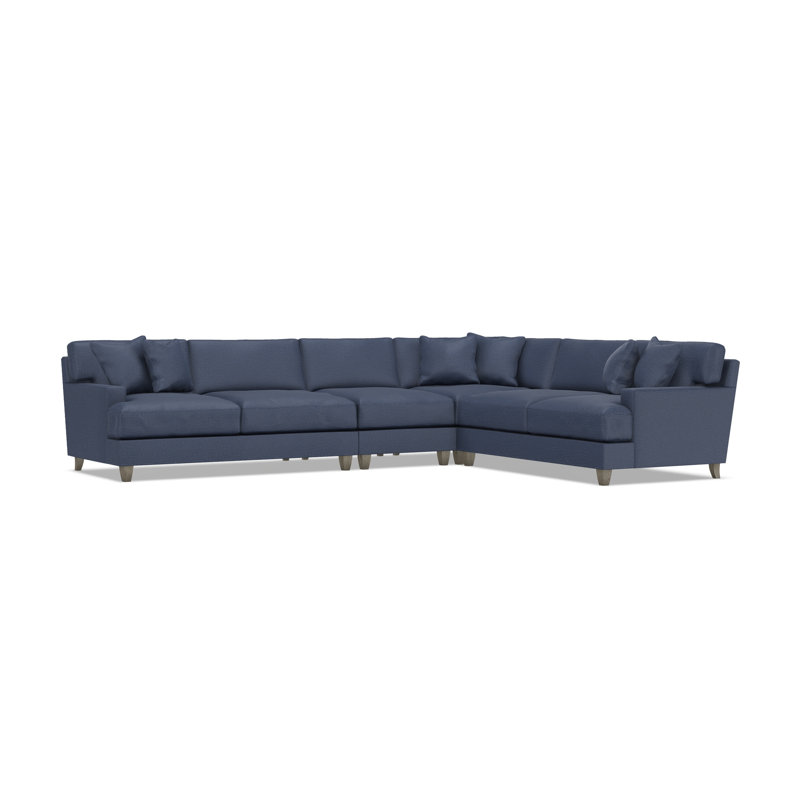 Bernhardt Mila 4-Piece Fabric Sectional, Blue Polyester, 33.5" H x 137" W x 107" D, Right Hand Facing