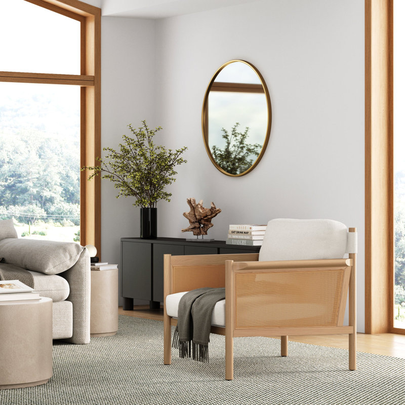 Fauteuil Boucle avec accoudoirs en rotin