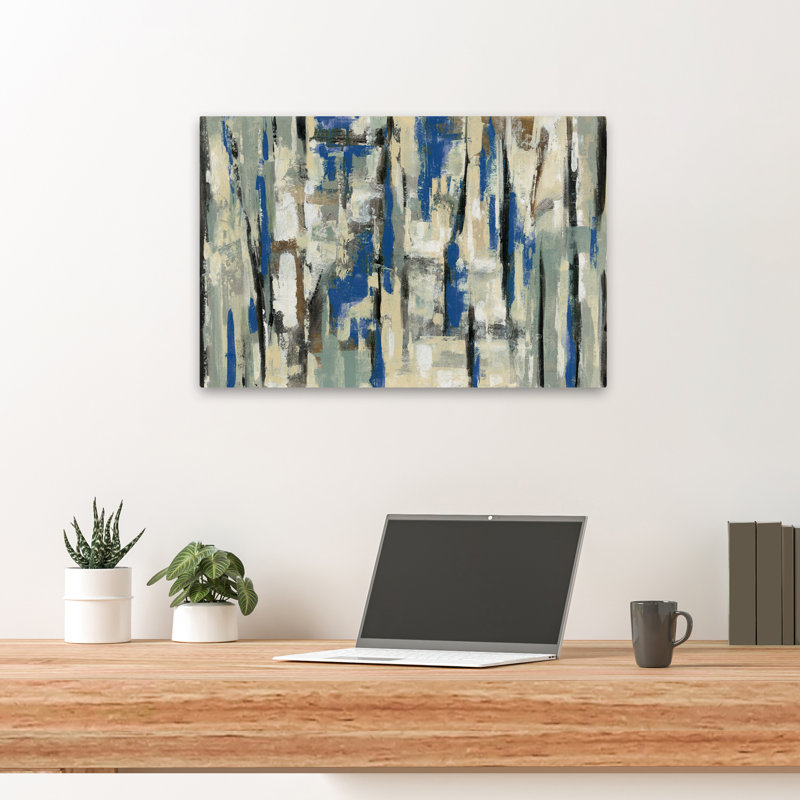 Rayures printanières contemporaines bleues, H 24 po x l 16 po