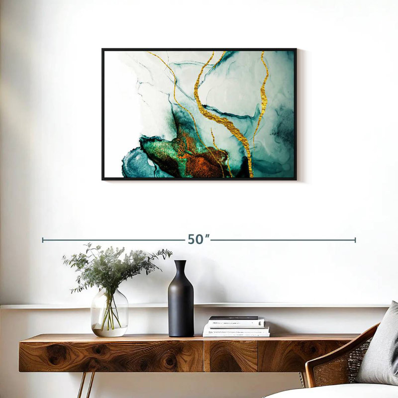 Lucilla stries dorées, Cadre flottant noir, 31 po x 21 po