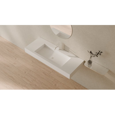 Lavabo de salle de bain mural rectangulaire en résine avec trop-plein 47,5 po x 18,9 po Badeloft WT-03-M