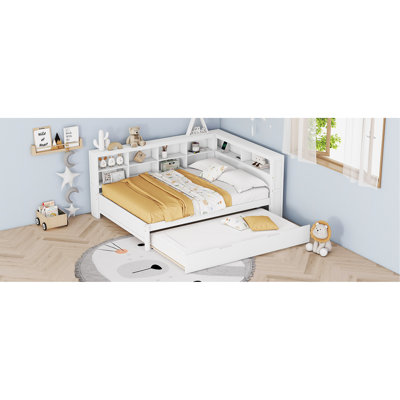 Full Size Wooden Daybed With Twin Trundle, Charging, And Storage, Elegant Bedroom Bed Setup Charging Ports, Space - Saving Design