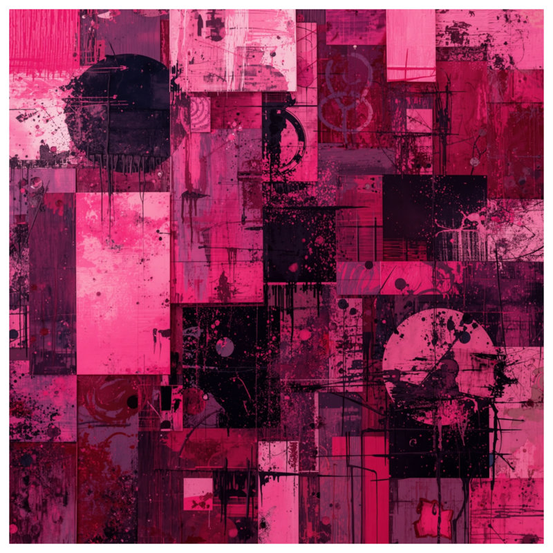 Tapisserie murale géométrique abstraite rose, H 104 po x 88 avec 4 œillets