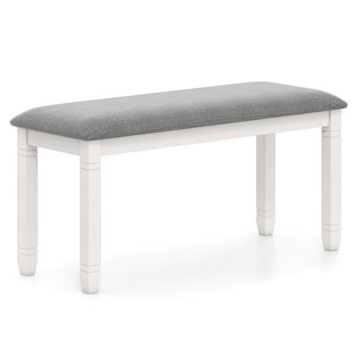 Upholstered Bedroom Bench w/ Padded Seat & Solid Wood Legs for Dining Room