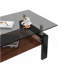 Table basse rectangulaire, plateau en verre trempé avec panneau de fibres à densité moyenne, table moderne pour le salon, verre gris-230083081-230083078