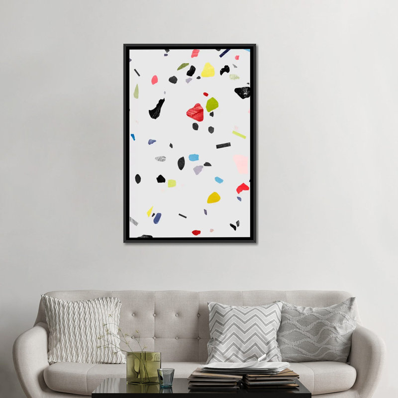 «Painted Terrazzo I», reproduction d'art sur toile, Toile avec cadre noir, Pas de tapis, H 48 po x l 32 po x P 1,5 po
