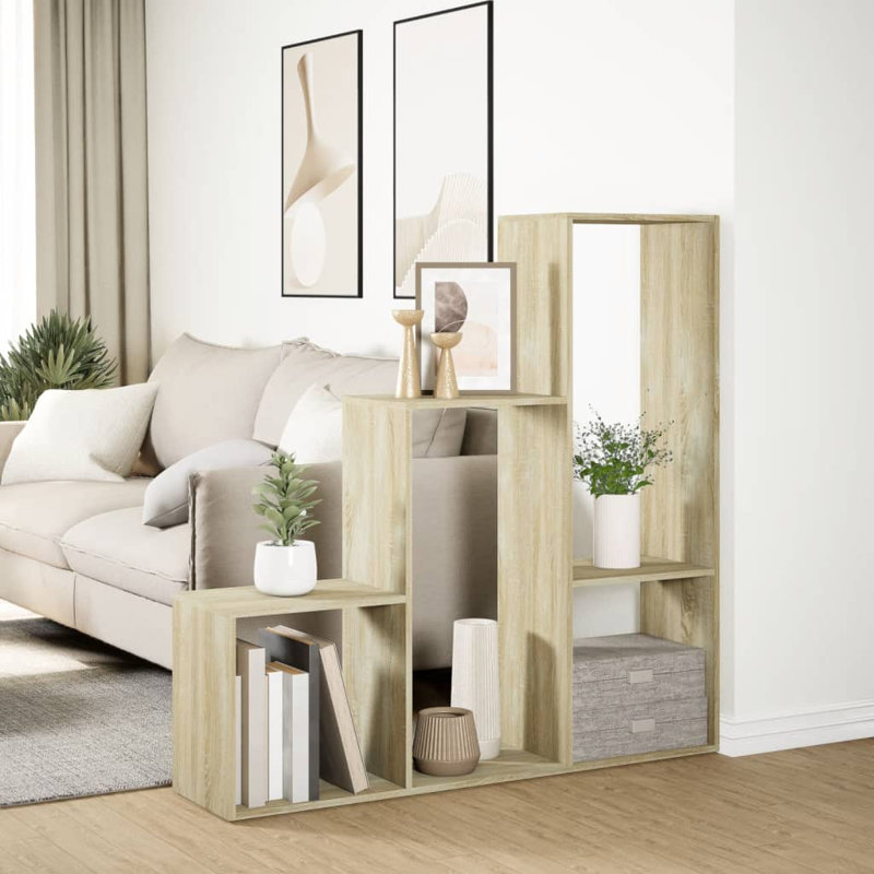 Andreca Bookcase, Sonoma Oak, (3 Shelves) 123cm H x 123cm W x 29cm D