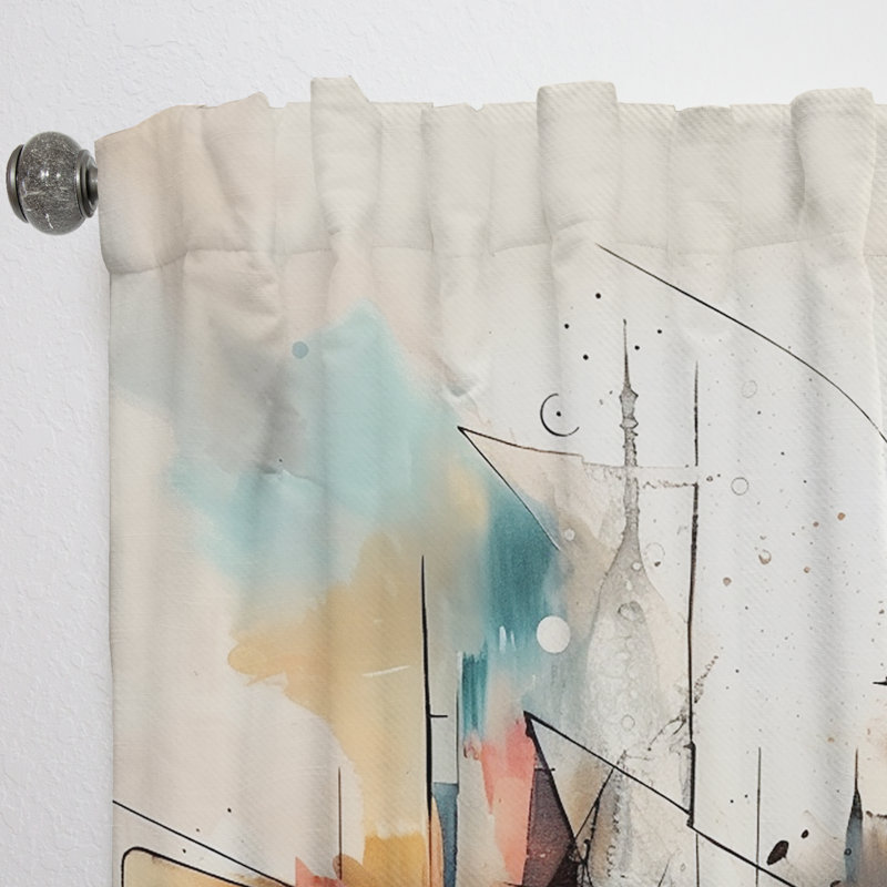 Kalyn - Green And Cream Abstracted Realities III - Abstract Marble Curtain - Velvet Room Darkening - 1 panel, 52" W x 108" L