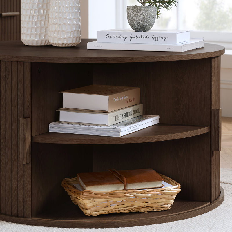 Coffee Table with Storage, Medium Wood