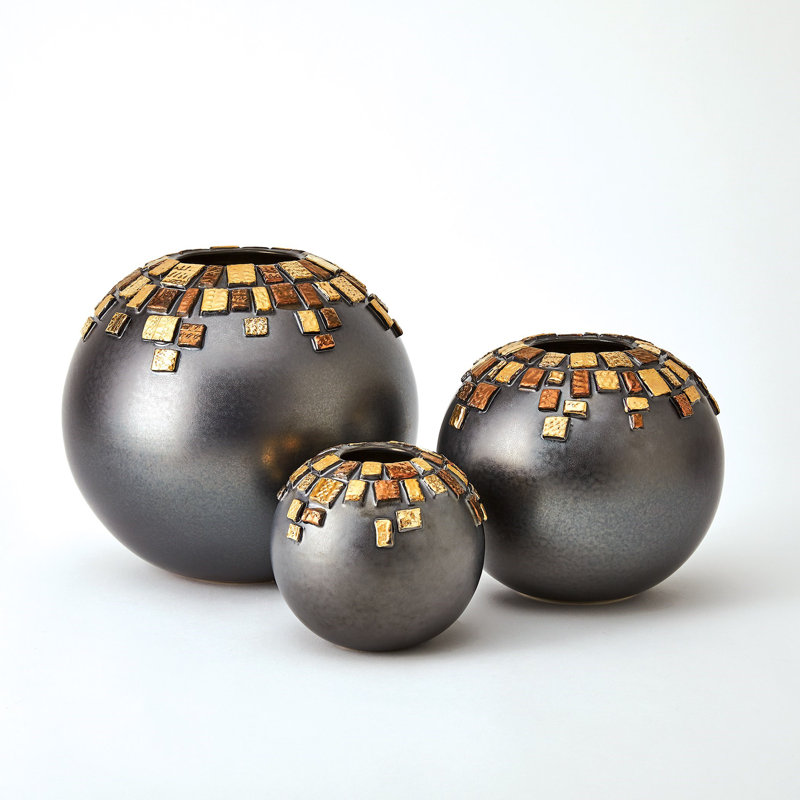 Array Vase-Black Reactive-Sm, 26" H x 28" W x 28 D