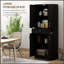 Armoire de cuisine autoportante de 71 pouces avec tiroir et tablettes réglables, finition noire patinée pour les solutions de rangement modernes
