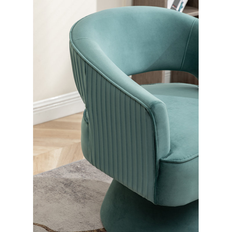 Fauteuil demi-tonneau Chynna, Velours vert