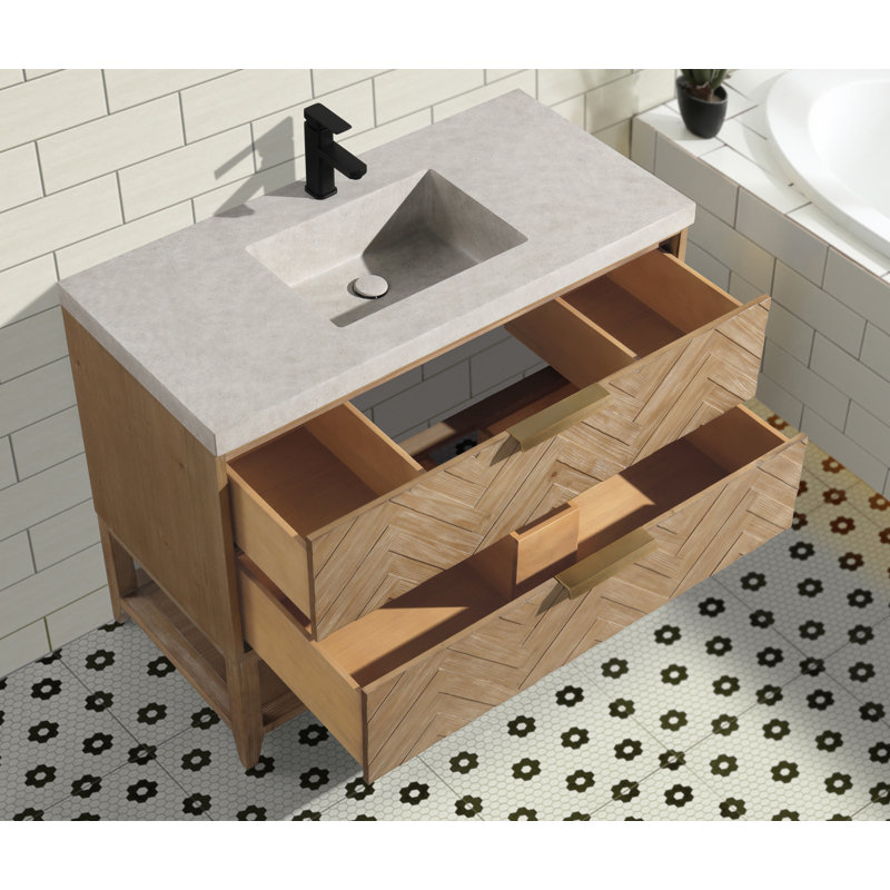 Meuble-lavabo simple autoportant avec plateau en béton Carlsbad