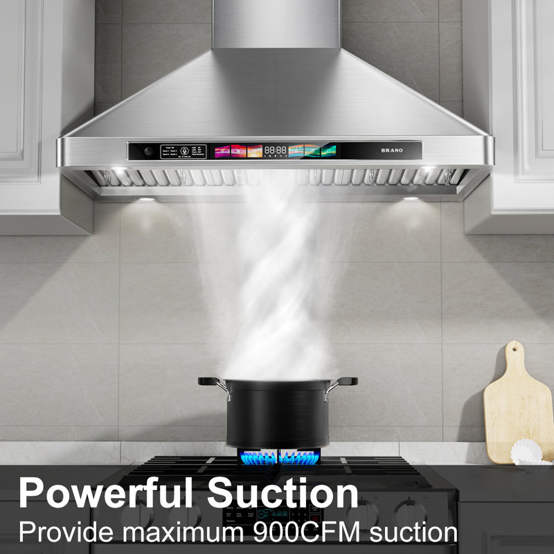 BRANO 30 in. 900 CFM Convertible Wall Range Hood in Stainless Steel with Voice/Gesture/Touch Control