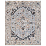 Hand Knotted Wool Oriental Area Rug in Gray/Navy/Orange/Silver