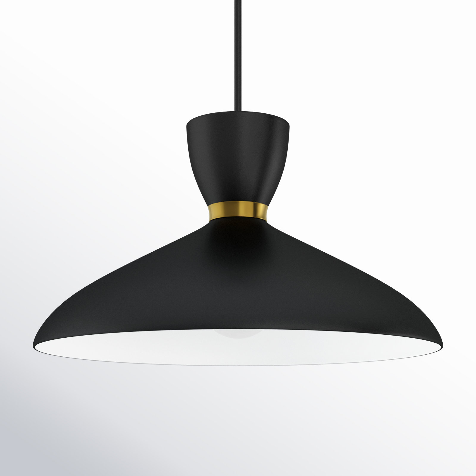 Single Light Aluminum Dimmable Pendant, Satin Brass/Black