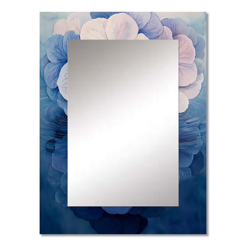 Hydrangea Ripple Effect - miroir d'hortensia, miroir mural décoratif traditionnel, impression d'art en métal, 32 po x 24 po