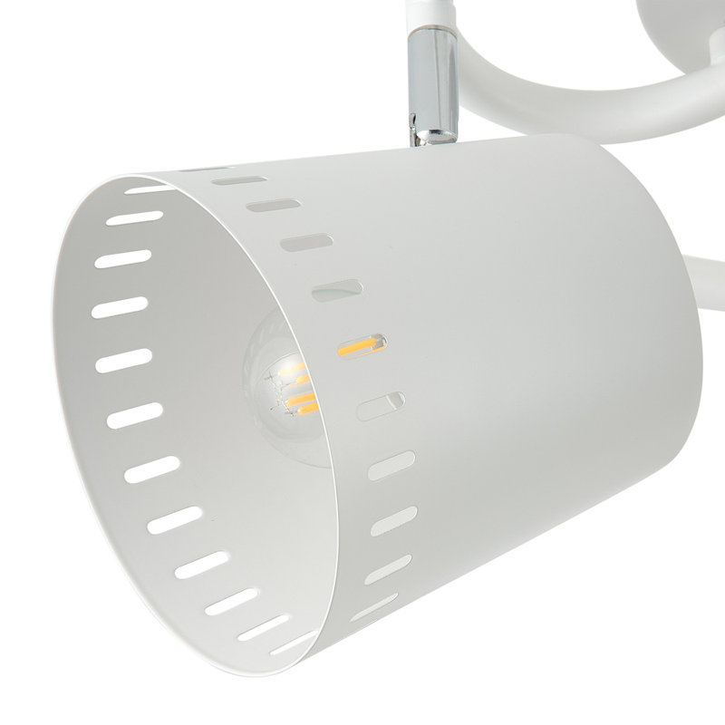 3-Light White Metal Flush Mount Ceiling Light, E26 Base, Dimmable, ETL Certified