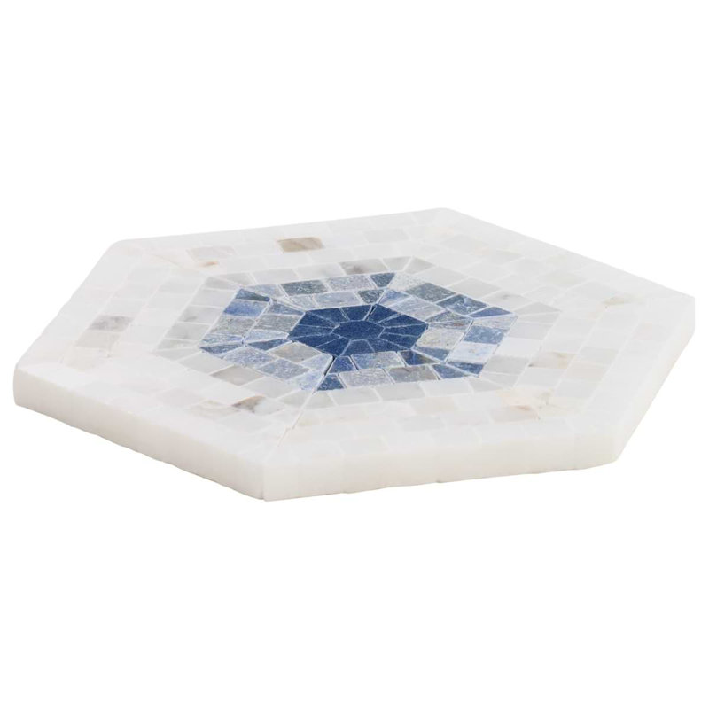 Ako 6" Hexagon Marble Micro Mosaic Tile, Azul Blue
