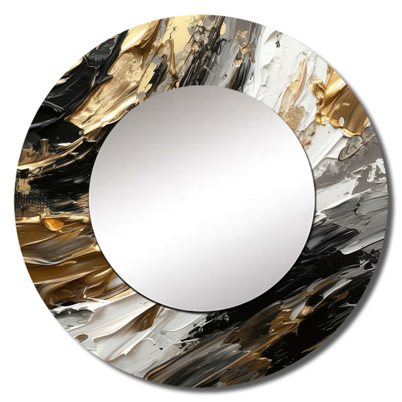 Jashyra Mystery Awakening VIII - miroir mural décoratif abstrait, miroir rond moderne, impression d'art en métal