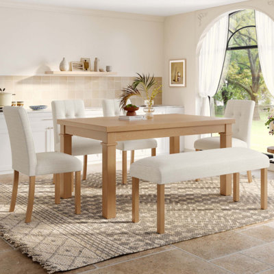 Hearthstone 6-Piece Farmhouse Dining Table Set With Sturdy Frame And Ergonomic Seating